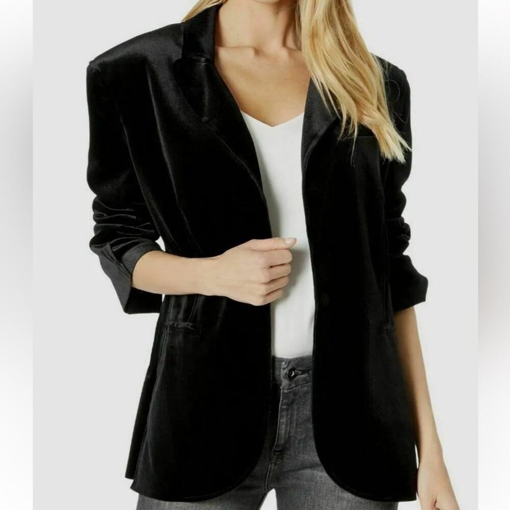 French Connection Women's Velvet Single Breast Blazer Classic Staple Career